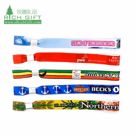 Wholesale Custom Promotional Fashion Polyester Woven Bracelet Nylon RFID NBA Sport Elastic Textile Label Cotton Fabric Disposable Wristband for Events