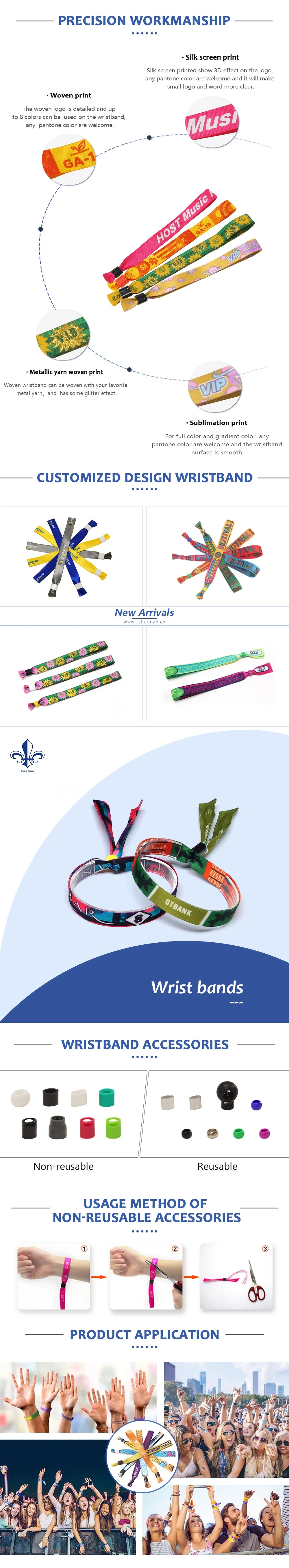 OEM Free Sample Custom Logo Fabric Polyester Festival Wristband