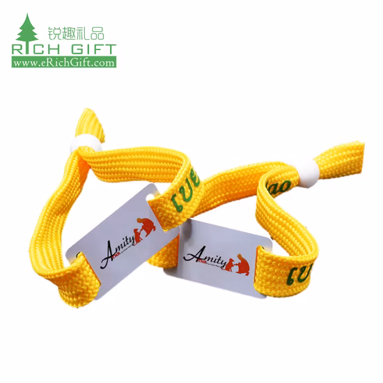 Wholesale Custom Promotional Fashion Polyester Woven Bracelet Nylon RFID NBA Sport Elastic Textile Label Cotton Fabric Disposable Wristband for Events