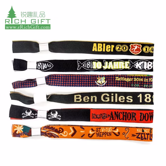 Wholesale Custom Promotional Fashion Polyester Woven Bracelet Nylon RFID NBA Sport Elastic Textile Label Cotton Fabric Disposable Wristband for Events
